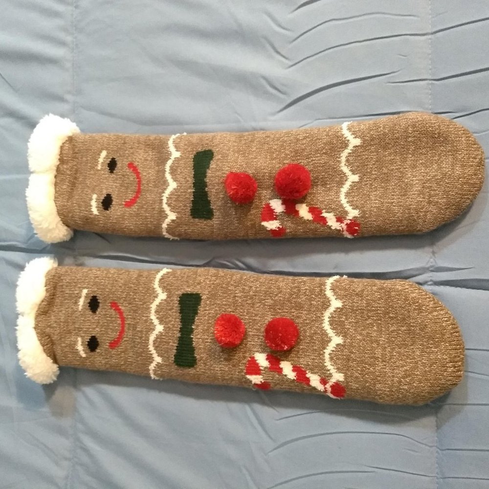 Christmas In July - Gingerbread Slipper Socks